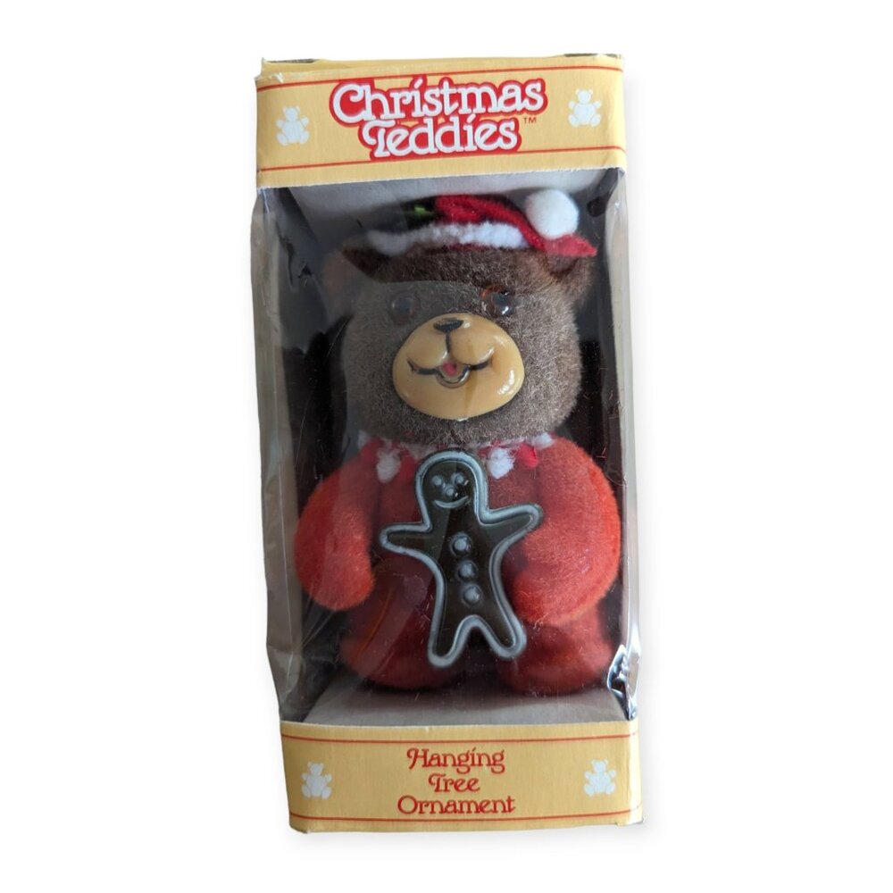 Vintage Jasco Christmas Teddies Flocked Ornament